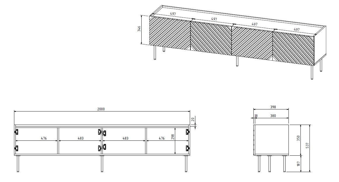 4D RTV cabinet ONDA 200x40x35-54 black (standing or wall mounted) 4D RTV cabinet ONDA 200x40x35-54 black (standing or wall mounted)