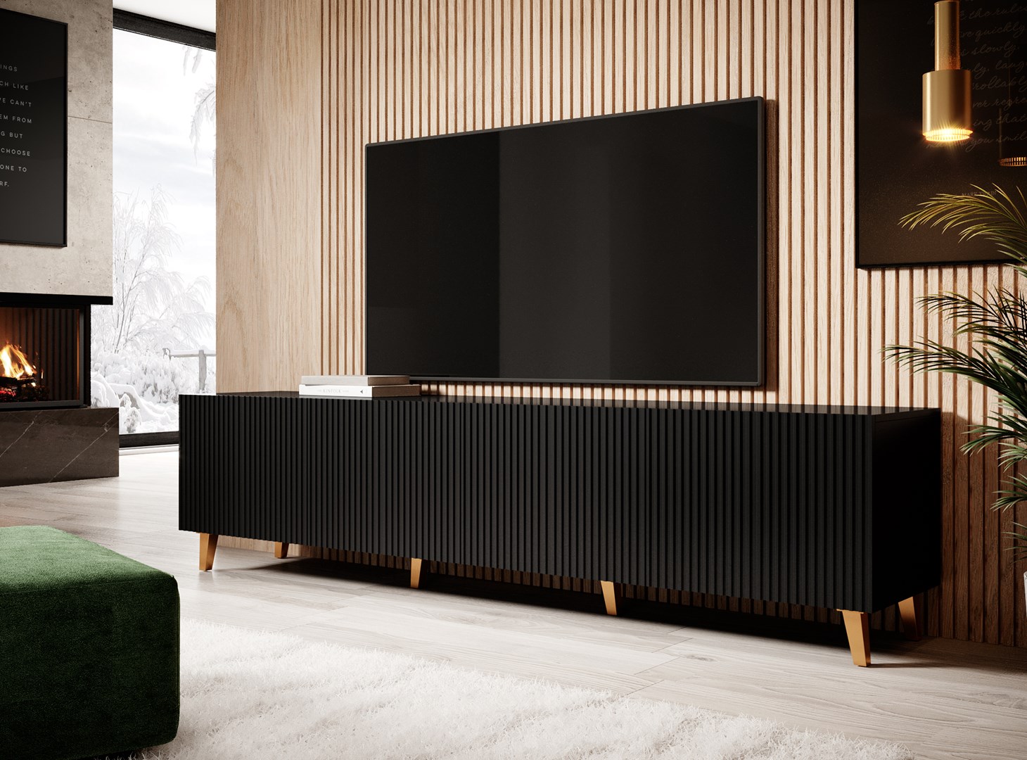 Cama RTV cabinet PAFOS 200x42x52 Black matt Cama RTV cabinet PAFOS 200x42x52 Black matt