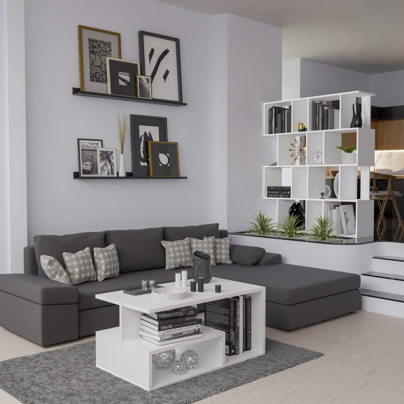 Bookcase FIESTA 4P 59.5x30x140 cm, white Bookcase FIESTA 4P 59.5x30x140 cm, white