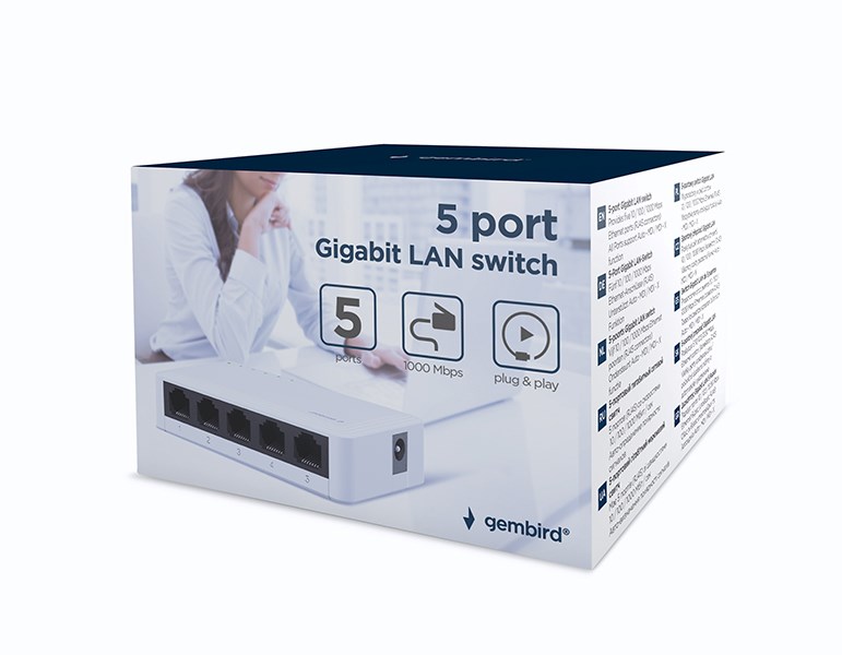 GEMBIRD 5-PORT GIGABIT LAN SWITCH WHITE GEMBIRD 5-PORT GIGABIT LAN SWITCH WHITE