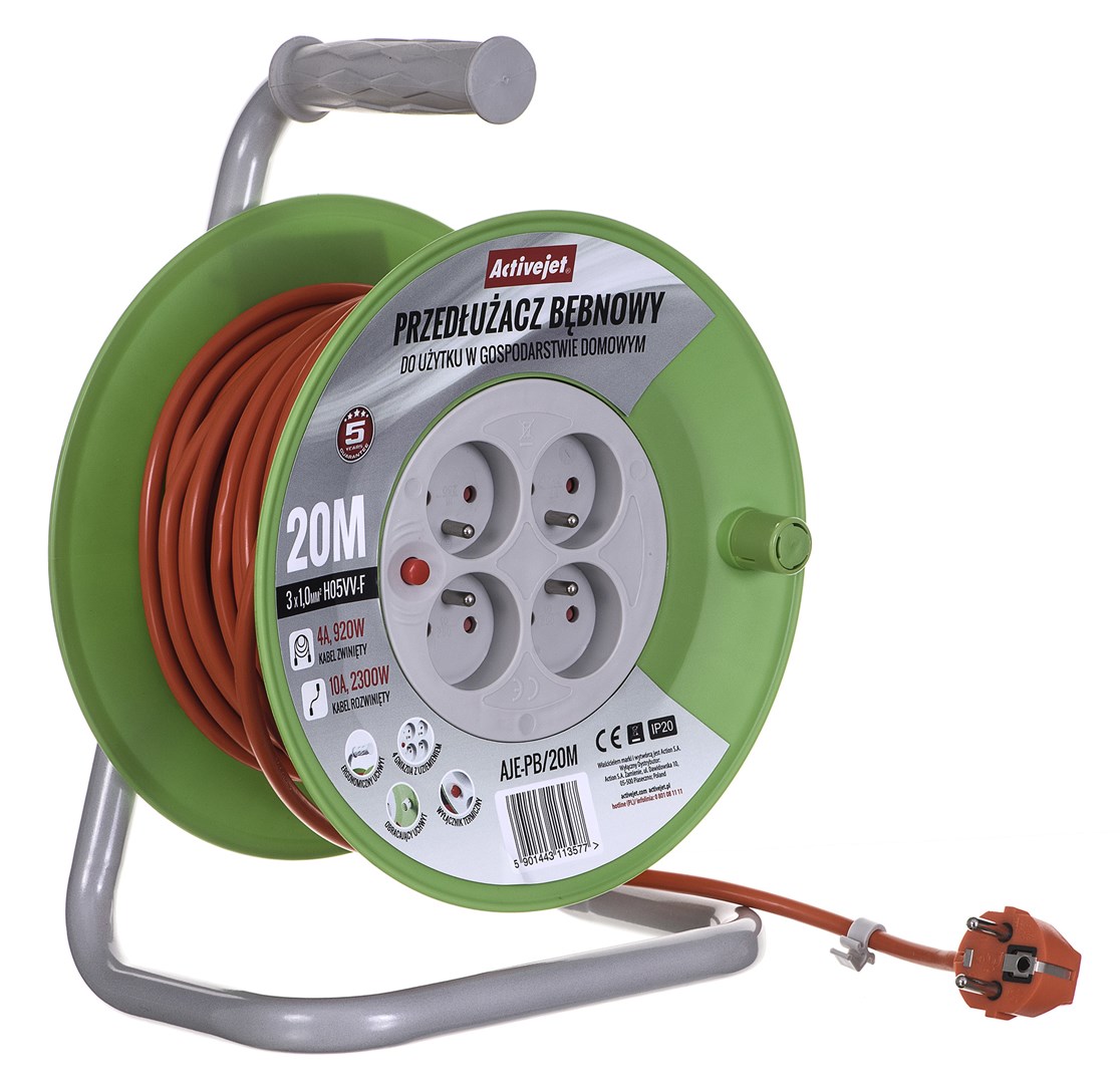 Activejet AJE-PB/20M reel extension cord 20m Activejet AJE-PB/20M reel extension cord 20m
