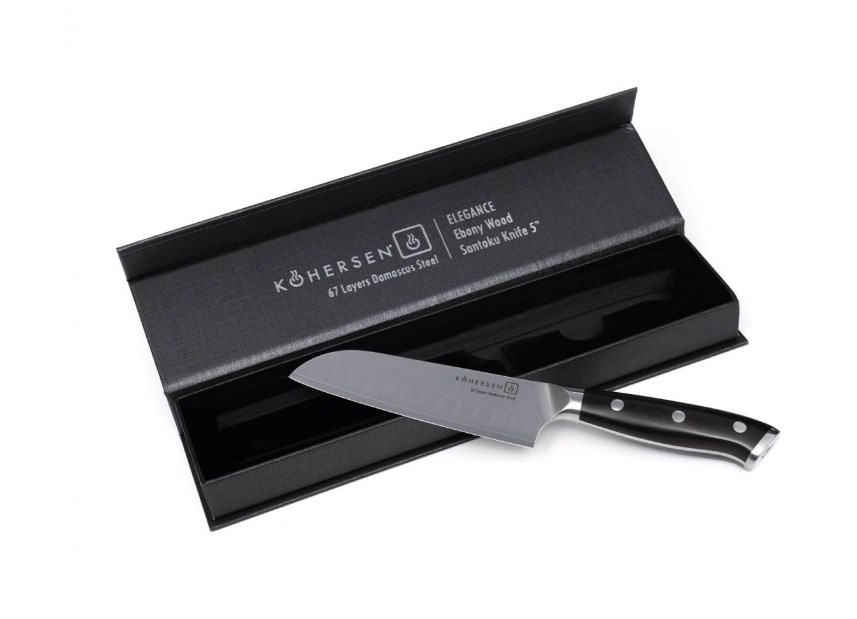 Kohersen Elegance Ebony Wood Santoku knife Damascus steel 12.7 cm Kohersen Elegance Ebony Wood Santoku knife Damascus steel 12.7 cm