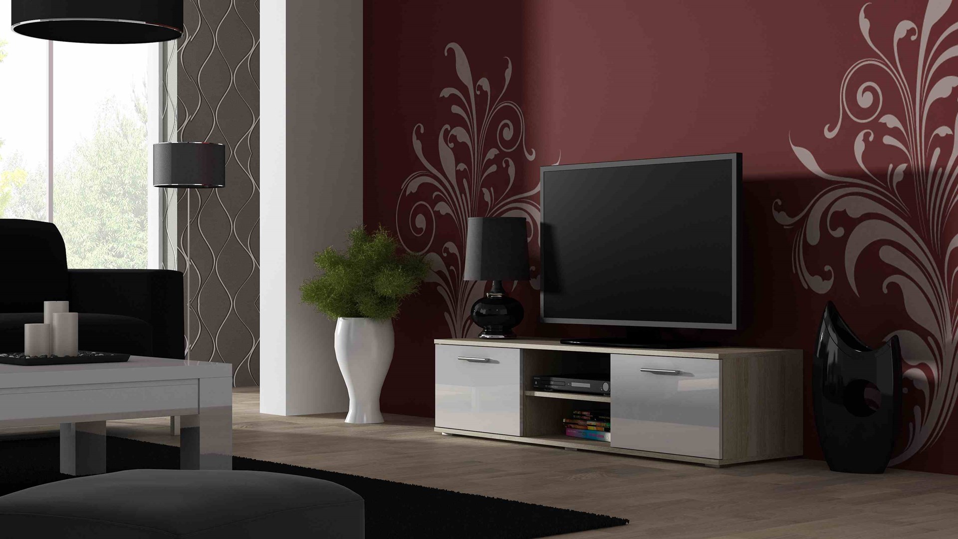 SOHO 7 set (RTV140 cabinet + S1 cabinet + shelves) Sonoma oak / White gloss SOHO 7 set (RTV140 cabinet + S1 cabinet + shelves) Sonoma oak / White gloss