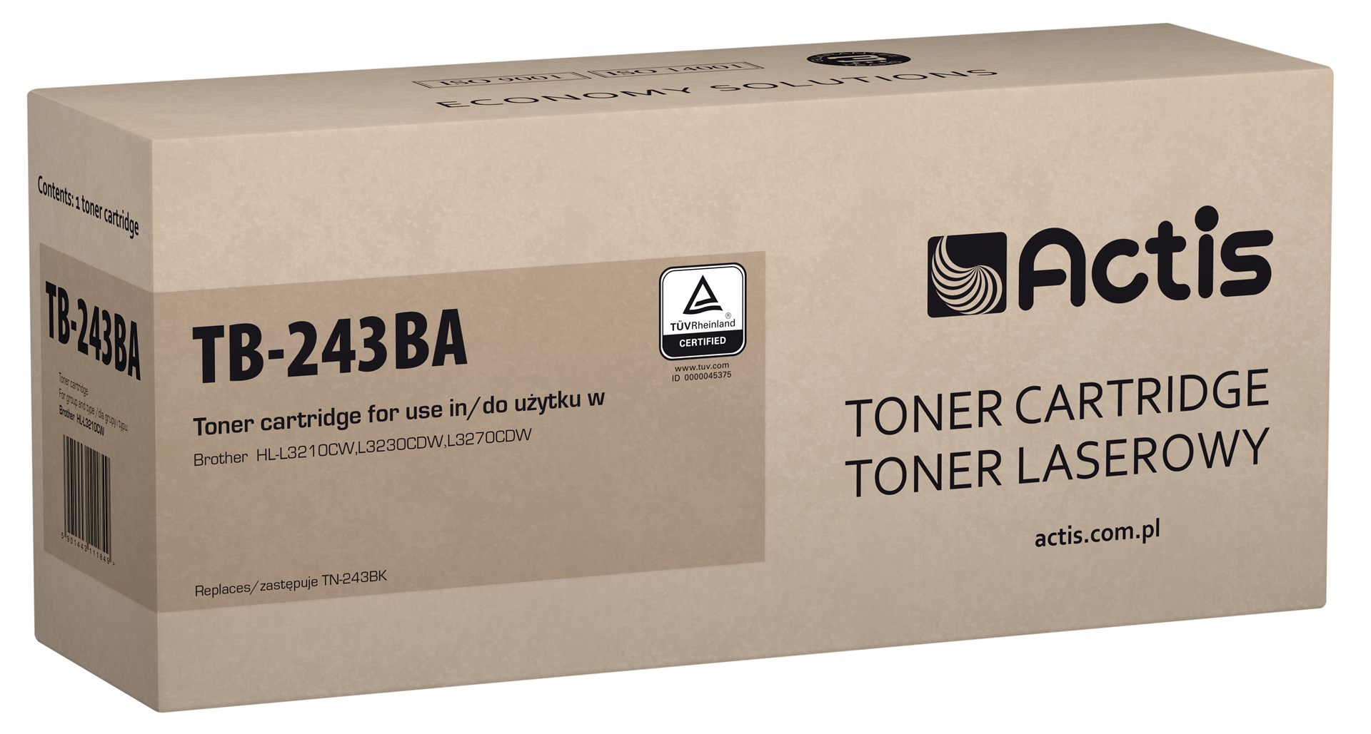 Actis TB-243BA toner (replacement for Brother TN-243BK; Standard; 1000 pages; black) Actis TB-243BA toner (replacement for Brother TN-243BK; Standard; 1000 pages; black)