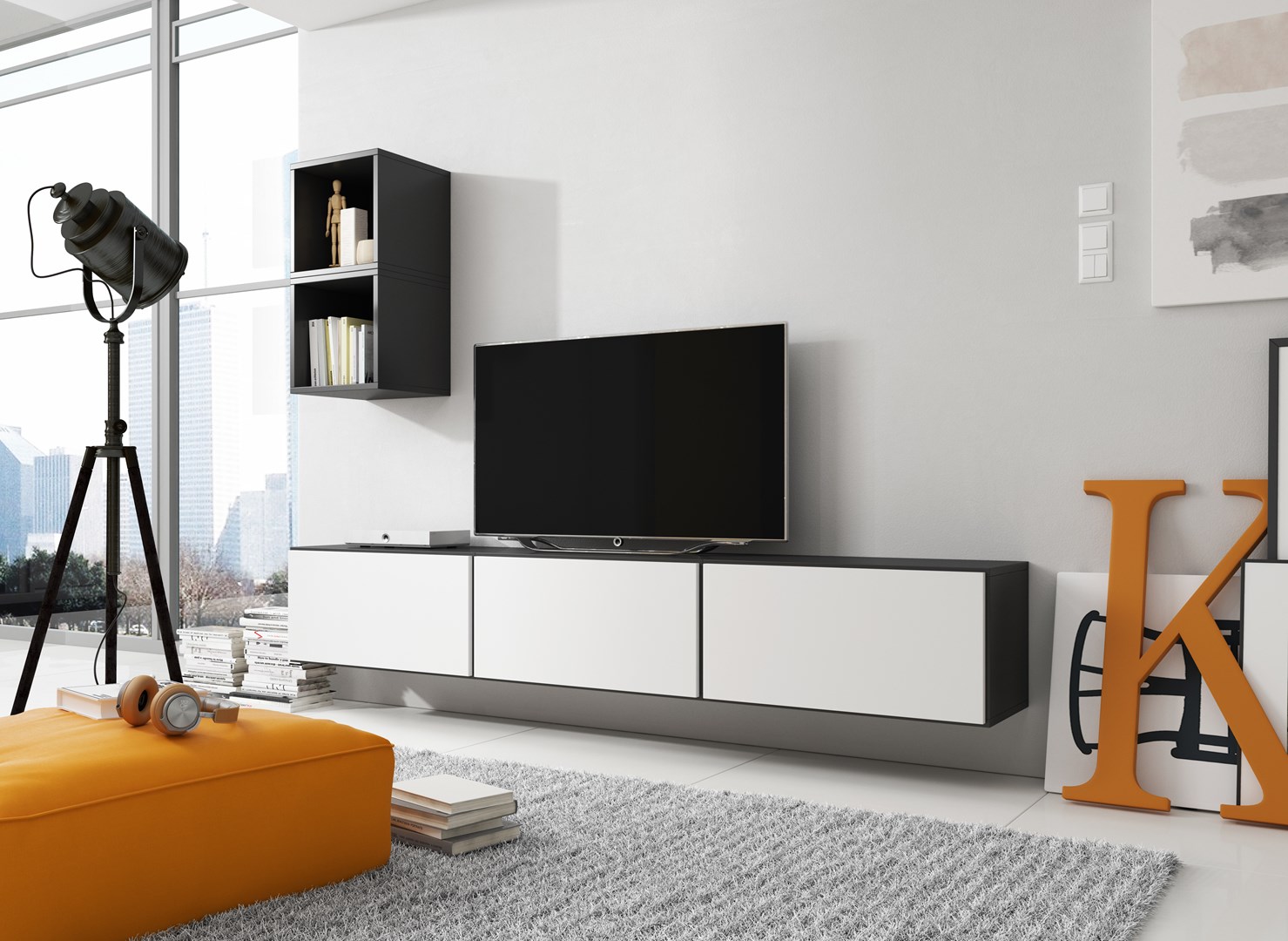 Cama living room furniture set ROCO 7 (3xRO3 + 2xRO6) black/black/white Cama living room furniture set ROCO 7 (3xRO3 + 2xRO6) black/black/white
