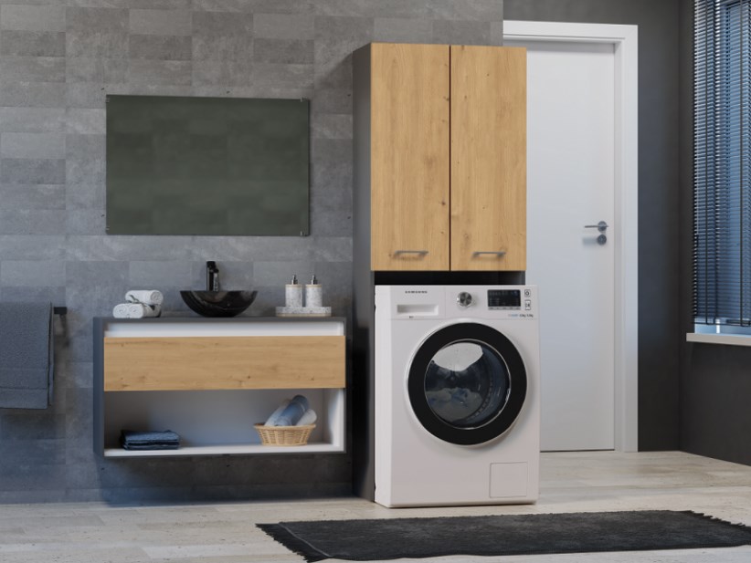 Bathroom cabinet POLA DD 64x30xH180 anthracite/artisan Bathroom cabinet POLA DD 64x30xH180 anthracite/artisan