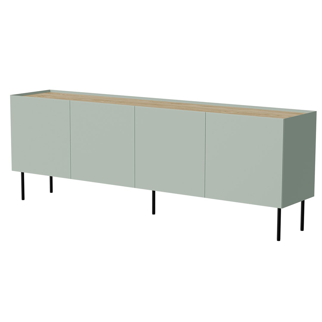 Cama FELLINI chest of drawers 200x40x70 olive + oiled oak top Cama FELLINI chest of drawers 200x40x70 olive + oiled oak top