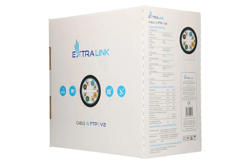 Extralink Twisted pair CAT6 FTP (F/UTP) V2 Outdoor 305M Extralink Twisted pair CAT6 FTP (F/UTP) V2 Outdoor 305M