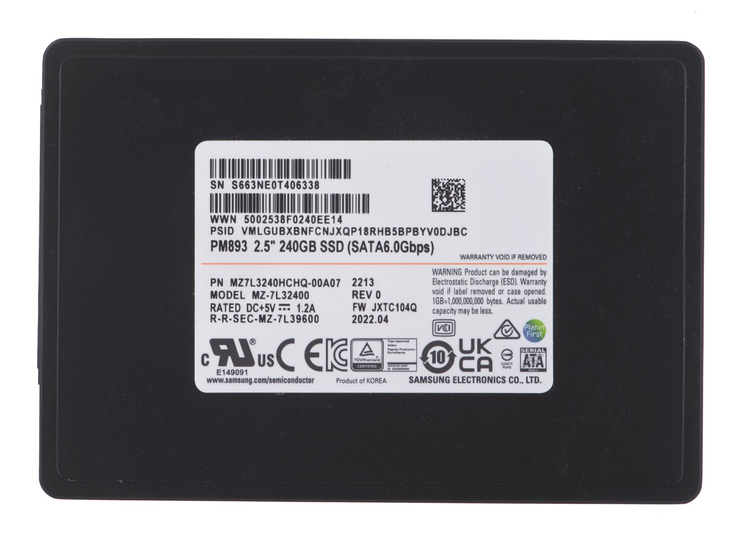 SSD Samsung PM893 240GB SATA 2.5" MZ7L3240HCHQ-00A07 (DWPD 1) SSD Samsung PM893 240GB SATA 2.5" MZ7L3240HCHQ-00A07 (DWPD 1)