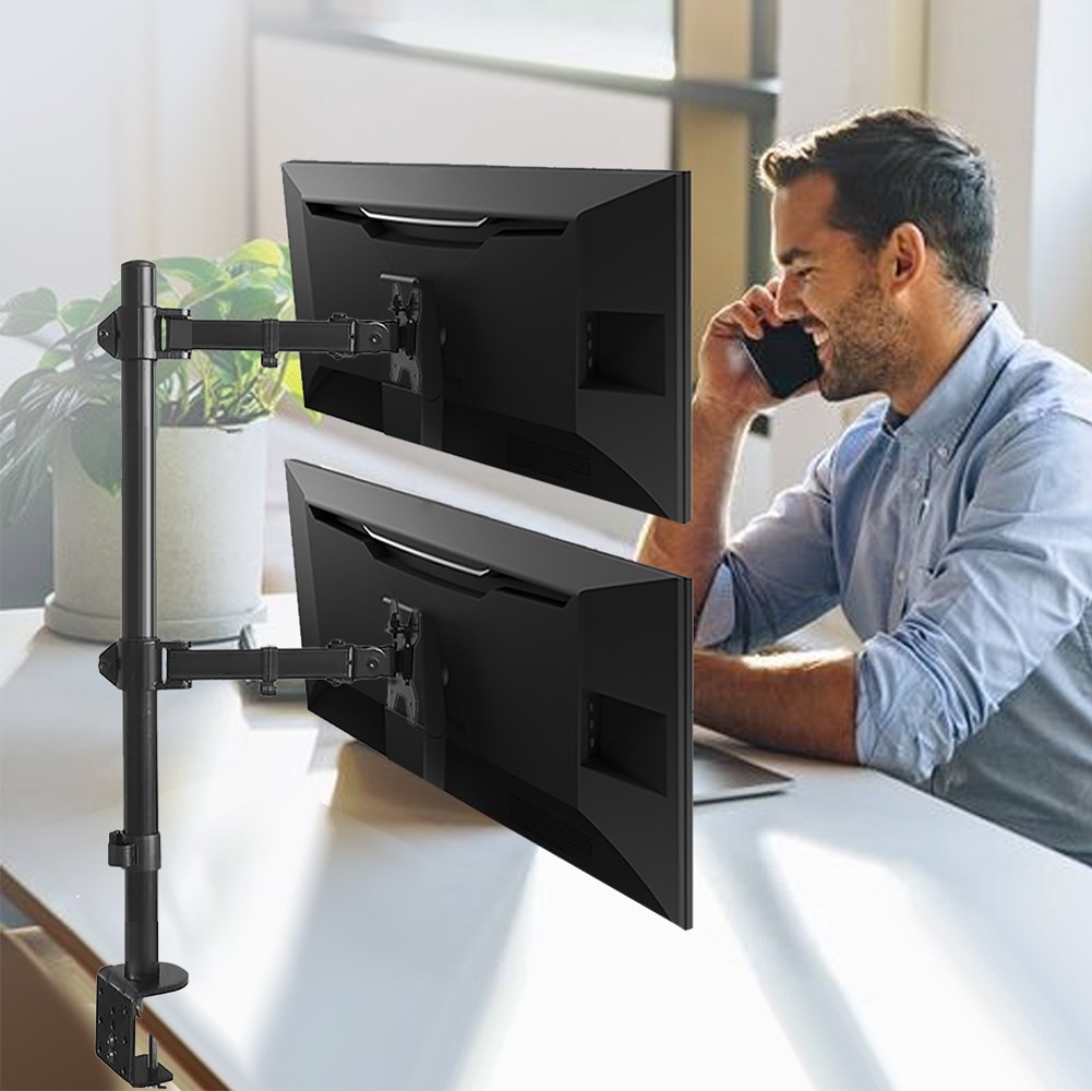 Maclean MC-967 Double Vertical Monitor Desk Mount Screen Holder max VESA 100x100, 13-27", 2x 9kg Powder Coated Tilting Rotating Adjustable Maclean MC-967 Double Vertical Monitor Desk Mount Screen Holder max VESA 100x100, 13-27", 2x 9kg Powder Coated Tilting Rotating Adjustable