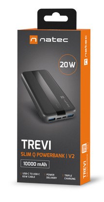 NATEC TREVI SLIM Q V2 Lithium Polymer (LiPo) 10000 mAh Black NATEC TREVI SLIM Q V2 Lithium Polymer (LiPo) 10000 mAh Black
