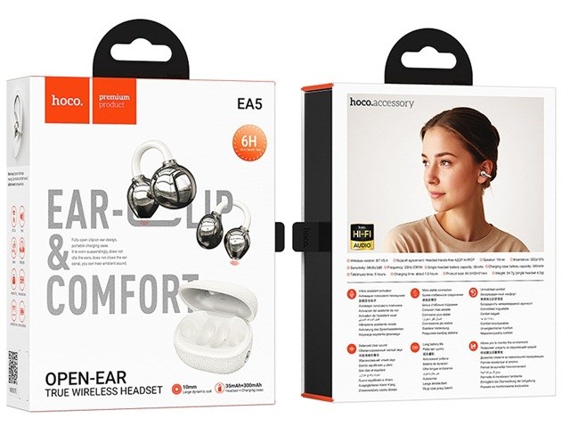 Hoco EA5 DUKE III Headset Wireless Open-Ear Connectivity/Music Bluetooth White Hoco EA5 DUKE III Headset Wireless Open-Ear Connectivity/Music Bluetooth White