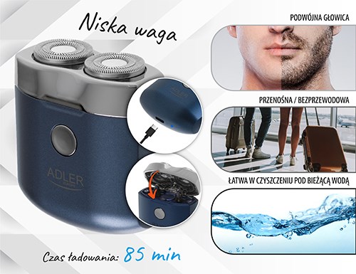 Adler AD 2937 men's shaver Rotation shaver Blue Adler AD 2937 men's shaver Rotation shaver Blue