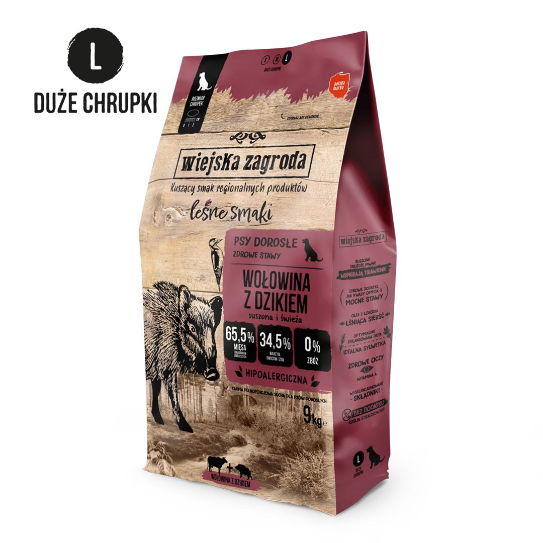 WIEJSKA ZAGRODA Beef with Wild Boar L – dry dog food – 9kg WIEJSKA ZAGRODA Beef with Wild Boar L – dry dog food – 9kg