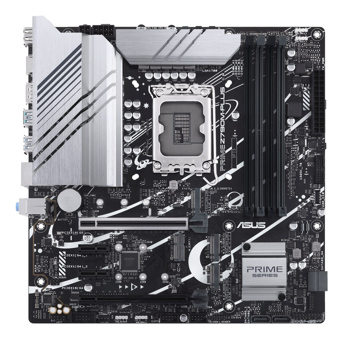 Asus | PRIME Z790M-PLUS | Processor family Intel | Processor socket LGA1700 | DDR5 DIMM | Memory slots 4 | Supported hard disk drive interfaces SATA, M.2 | Number of SATA connectors 4 | Chipset Intel Z790 | mATX Asus | PRIME Z790M-PLUS | Processor family Intel | Processor socket LGA1700 | DDR5 DIMM | Memory slots 4 | Supported hard disk drive interfaces SATA, M.2 | Number of SATA connectors 4 | Chipset Intel Z790 | mATX