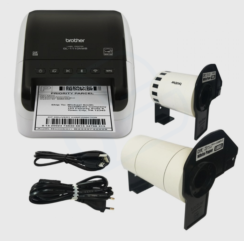 Brother QL-1110NWB, DK, Direct thermal, 300 x 300 DPI, 110 mm/sec, Wired & Wireless, Black, White Brother QL-1110NWB, DK, Direct thermal, 300 x 300 DPI, 110 mm/sec, Wired & Wireless, Black, White