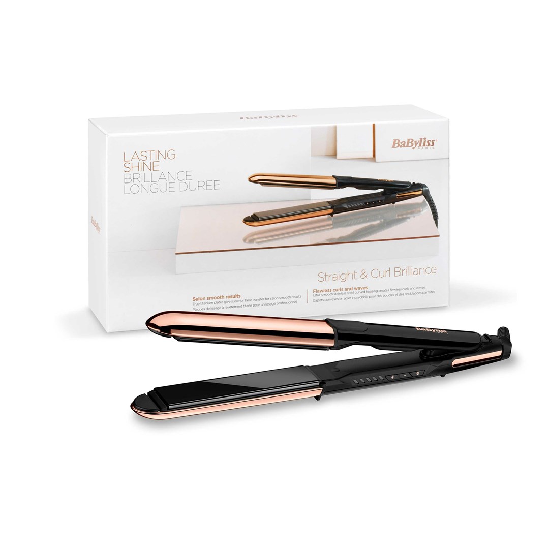 BaByliss Straight & Curl Brilliance Curling iron Warm Black, Rose 48 W 3 m BaByliss Straight & Curl Brilliance Curling iron Warm Black, Rose 48 W 3 m