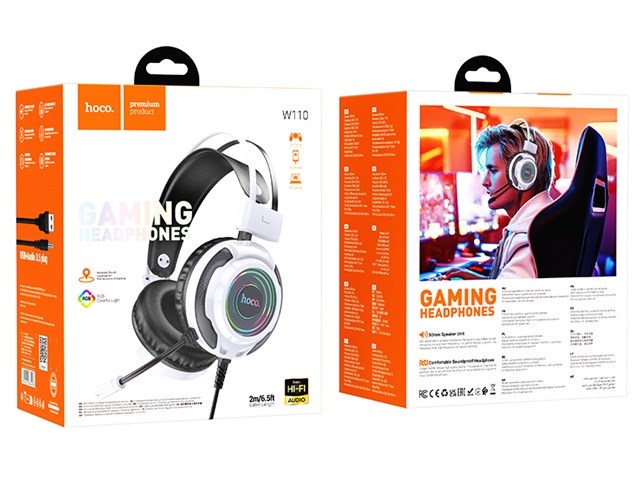 Hoco W110 Resource Gaming Headset Wired USB+ Jack 3.5 In-Ear White Hoco W110 Resource Gaming Headset Wired USB+ Jack 3.5 In-Ear White