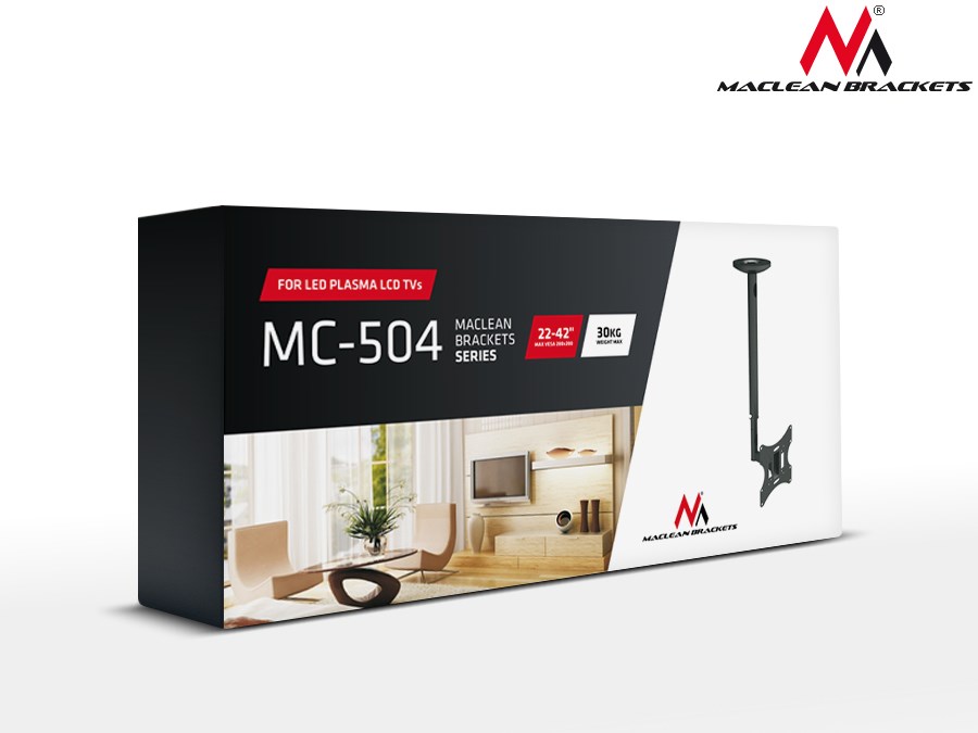 Maclean MC-504A S Adjustable Ceiling Bracket 23"-42" 30kg Maclean MC-504A S Adjustable Ceiling Bracket 23"-42" 30kg