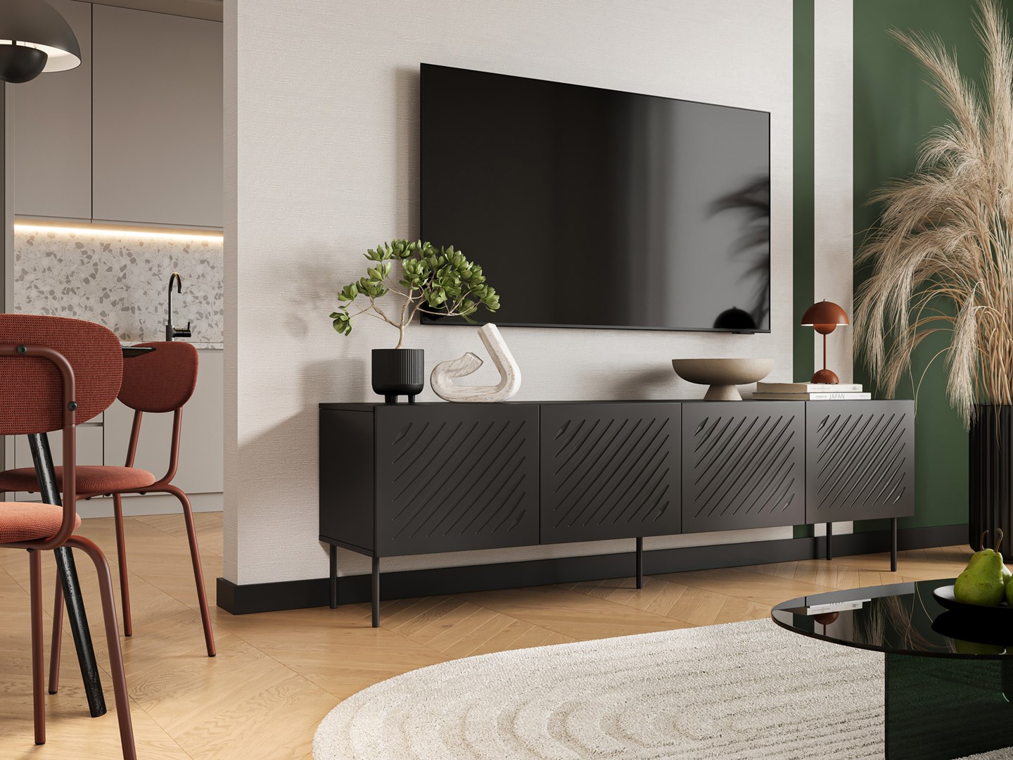 Cama RTV cabinet SIENA 200x40x60 mat black Cama RTV cabinet SIENA 200x40x60 mat black