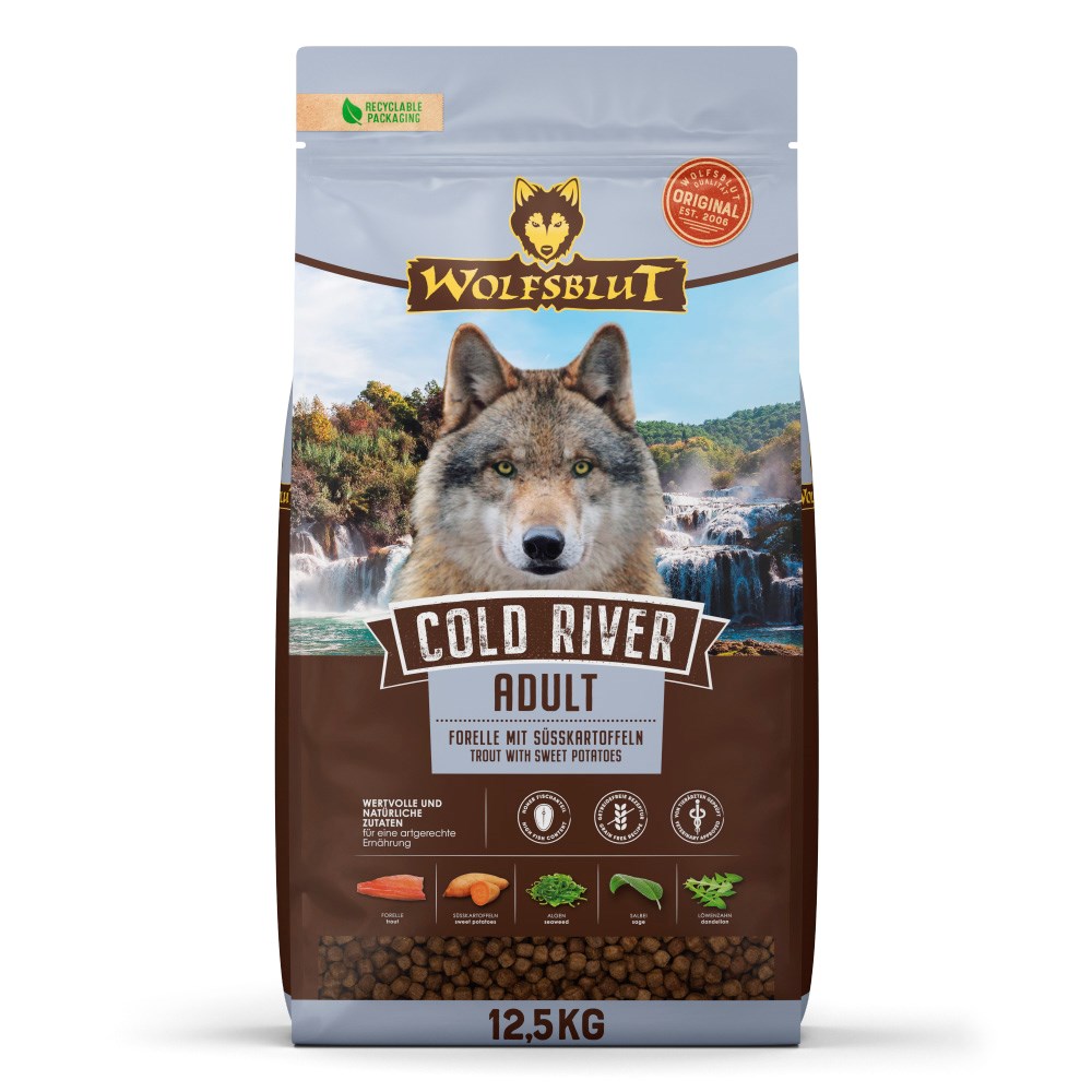 WOLFSBLUT Cold River Trout with sweet potatoes - dry dog food - 12,5kg WOLFSBLUT Cold River Trout with sweet potatoes - dry dog food - 12,5kg
