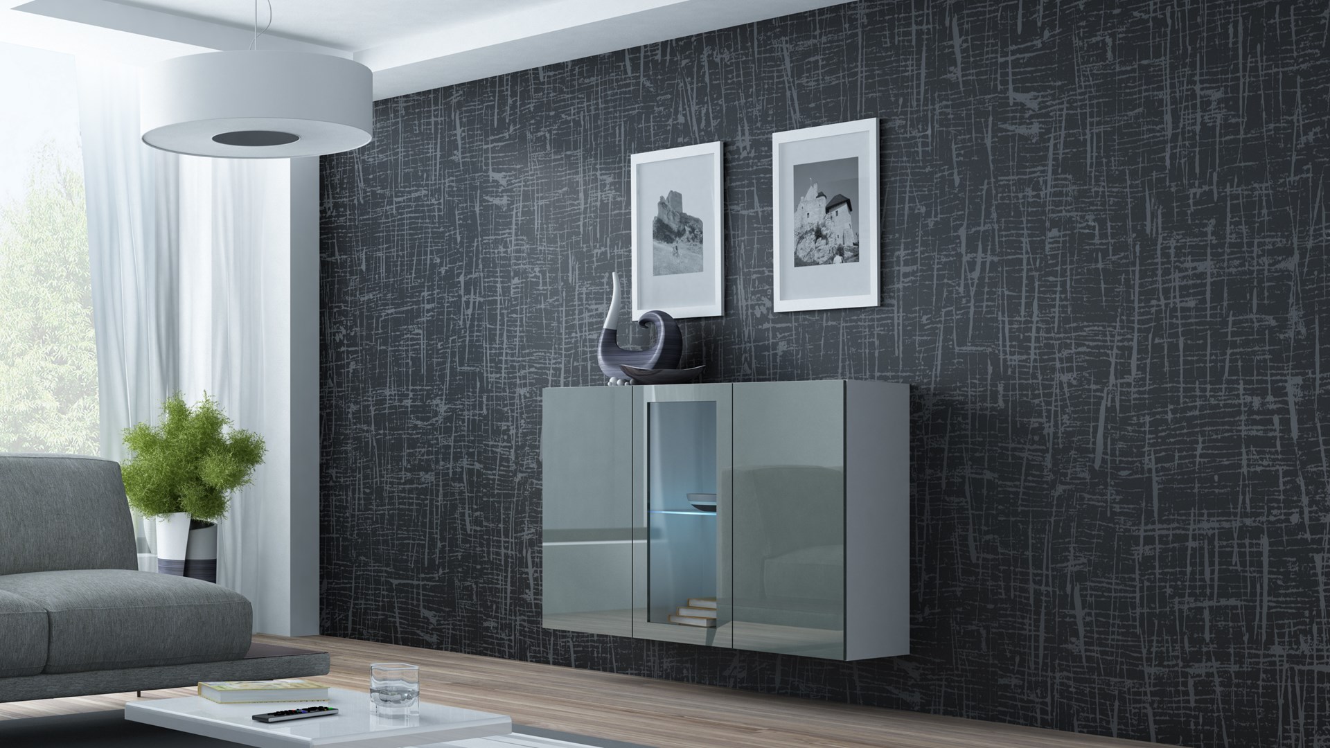 Cama Sideboard VIGO 90/120/38 white/grey glossy Cama Sideboard VIGO 90/120/38 white/grey glossy