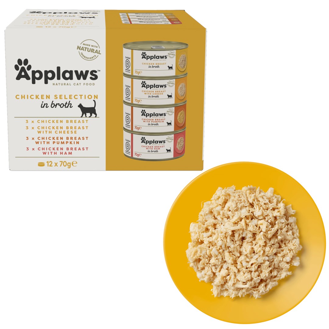 APPLAWS Chicken Selection in Broth - wet cat food - 12x70g APPLAWS Chicken Selection in Broth - wet cat food - 12x70g