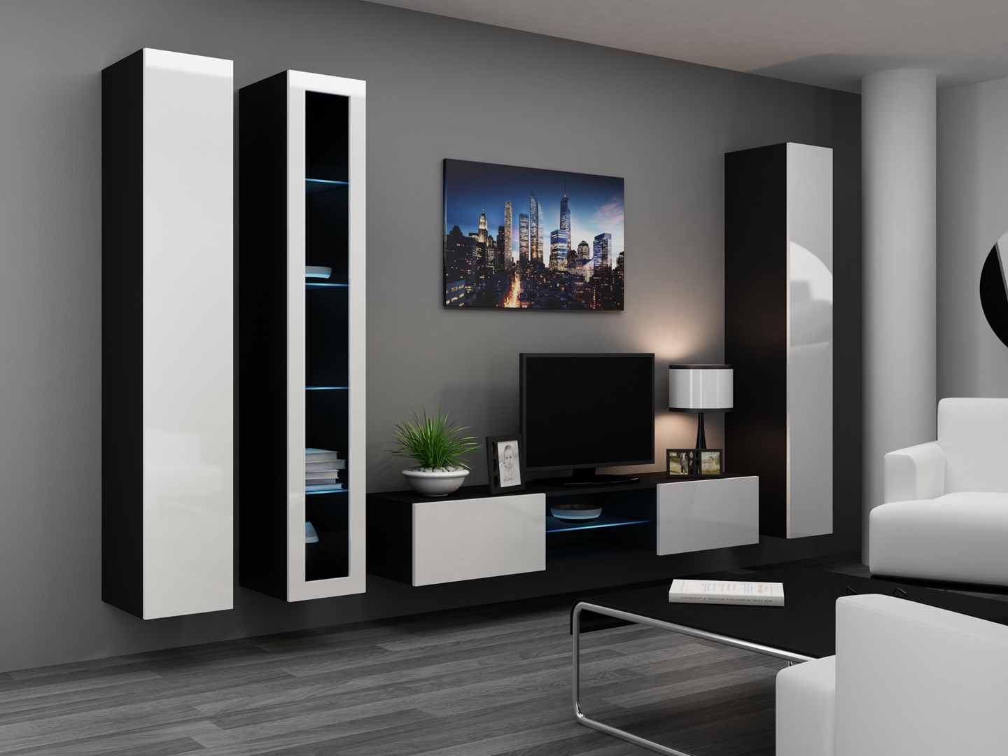 Cama Full cabinet VIGO '180' 180/40/30 white/black gloss Cama Full cabinet VIGO '180' 180/40/30 white/black gloss