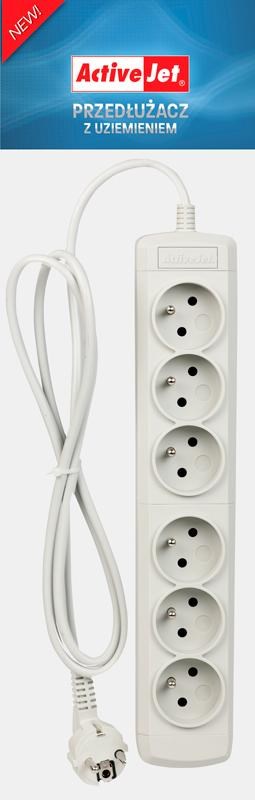 Activejet 6GNU - 3M - S power strip with cord Activejet 6GNU - 3M - S power strip with cord