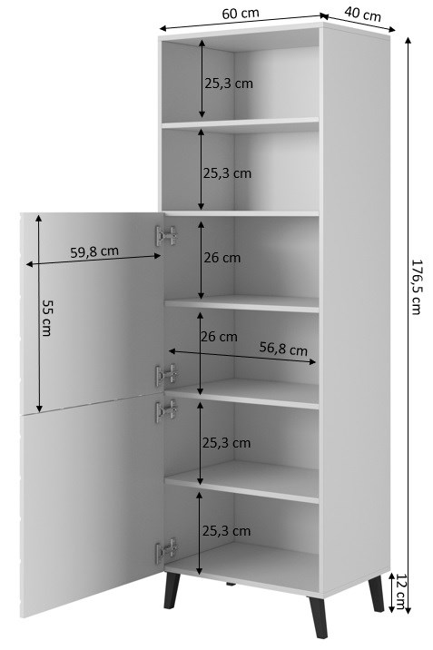 Cabinet ABETO 60x40x176.5 cm white/gloss white Cabinet ABETO 60x40x176.5 cm white/gloss white