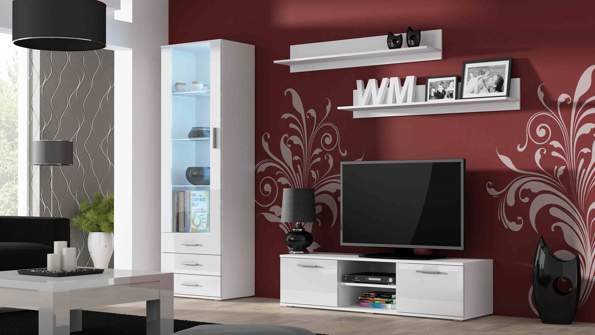 SOHO 7 set (RTV140 cabinet + S1 cabinet + shelves) White / White glossy SOHO 7 set (RTV140 cabinet + S1 cabinet + shelves) White / White glossy