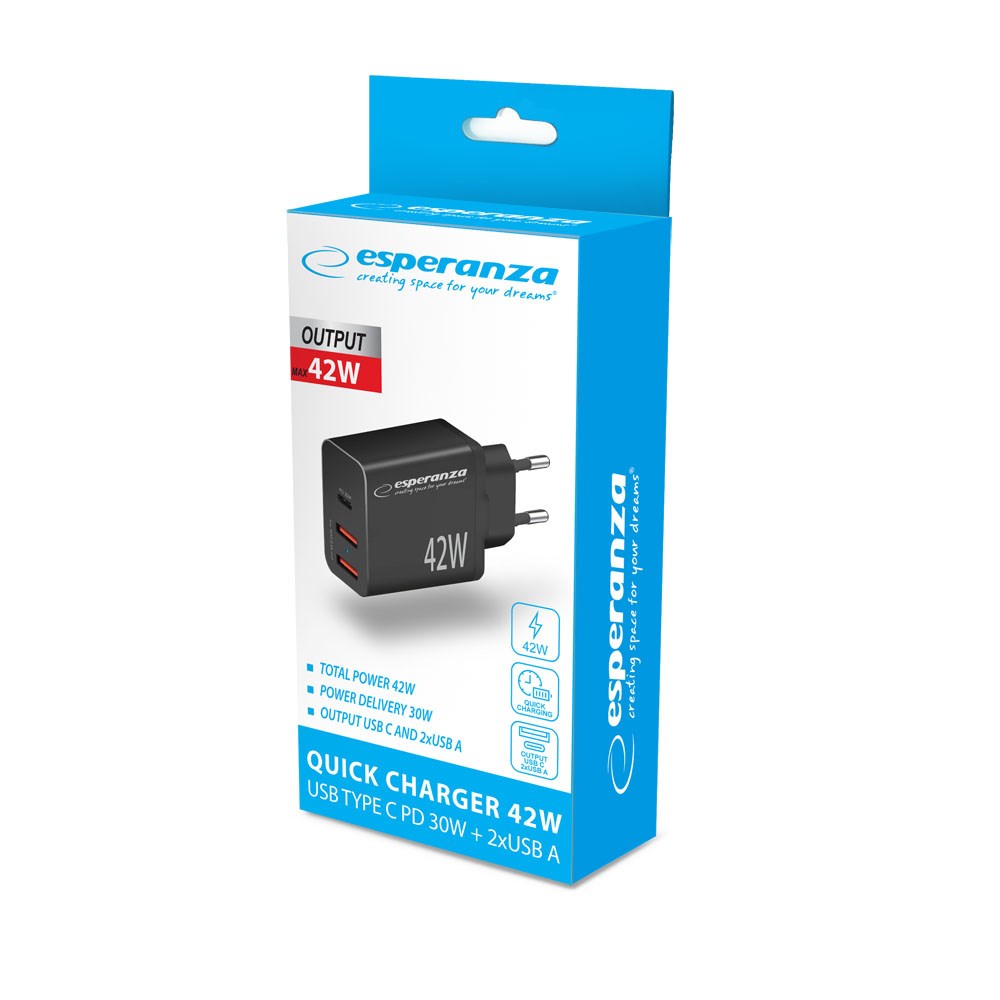 Esperanza EZC106K mains charger 42W Black Esperanza EZC106K mains charger 42W Black