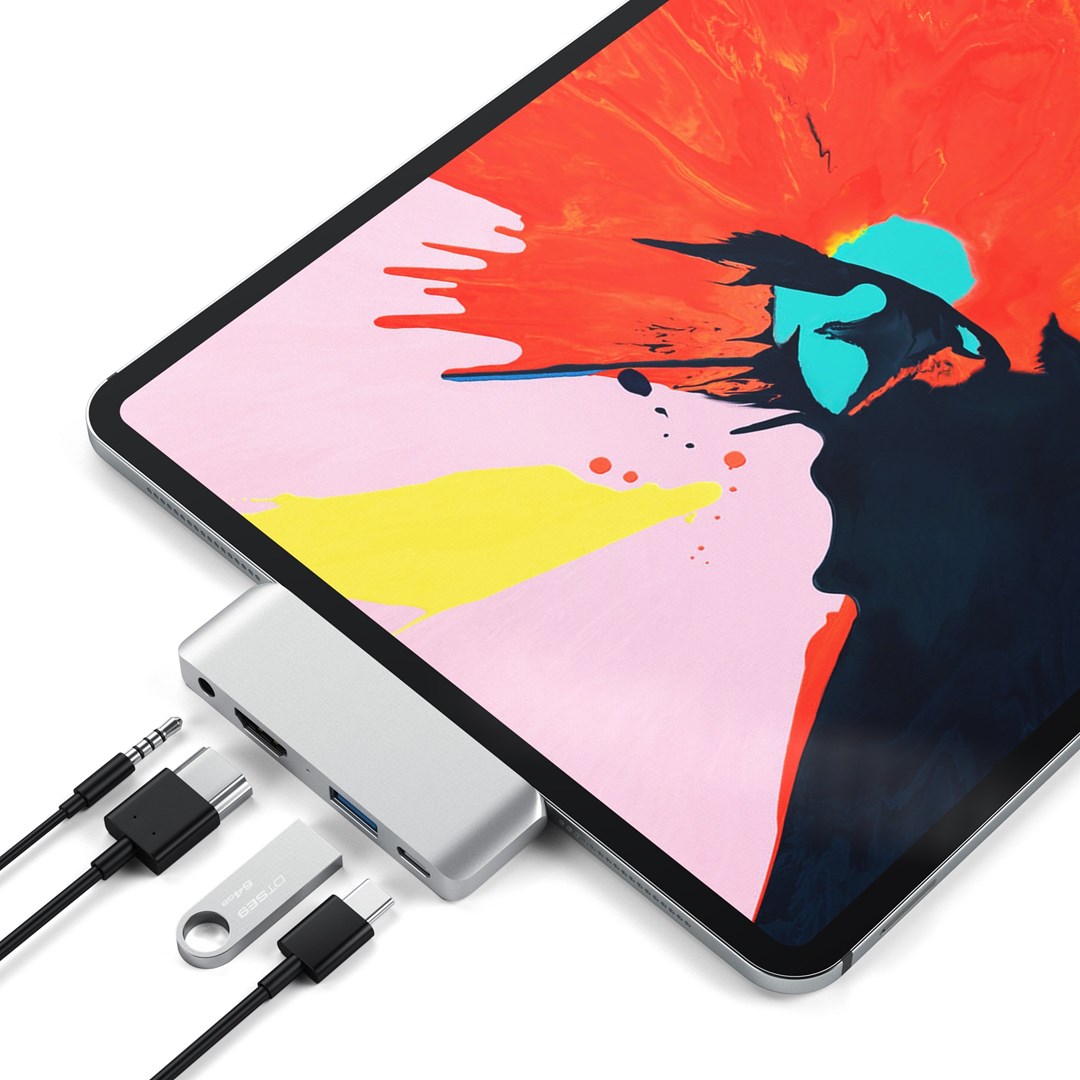 Satechi Aluminum USB-C Hub for iPad Pro Silver Satechi Aluminum USB-C Hub for iPad Pro Silver