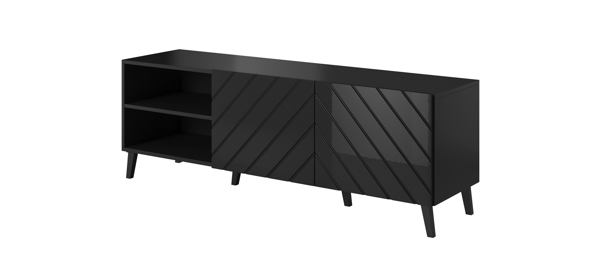 RTV cabinet ABETO 150x42x52 black glossy RTV cabinet ABETO 150x42x52 black glossy