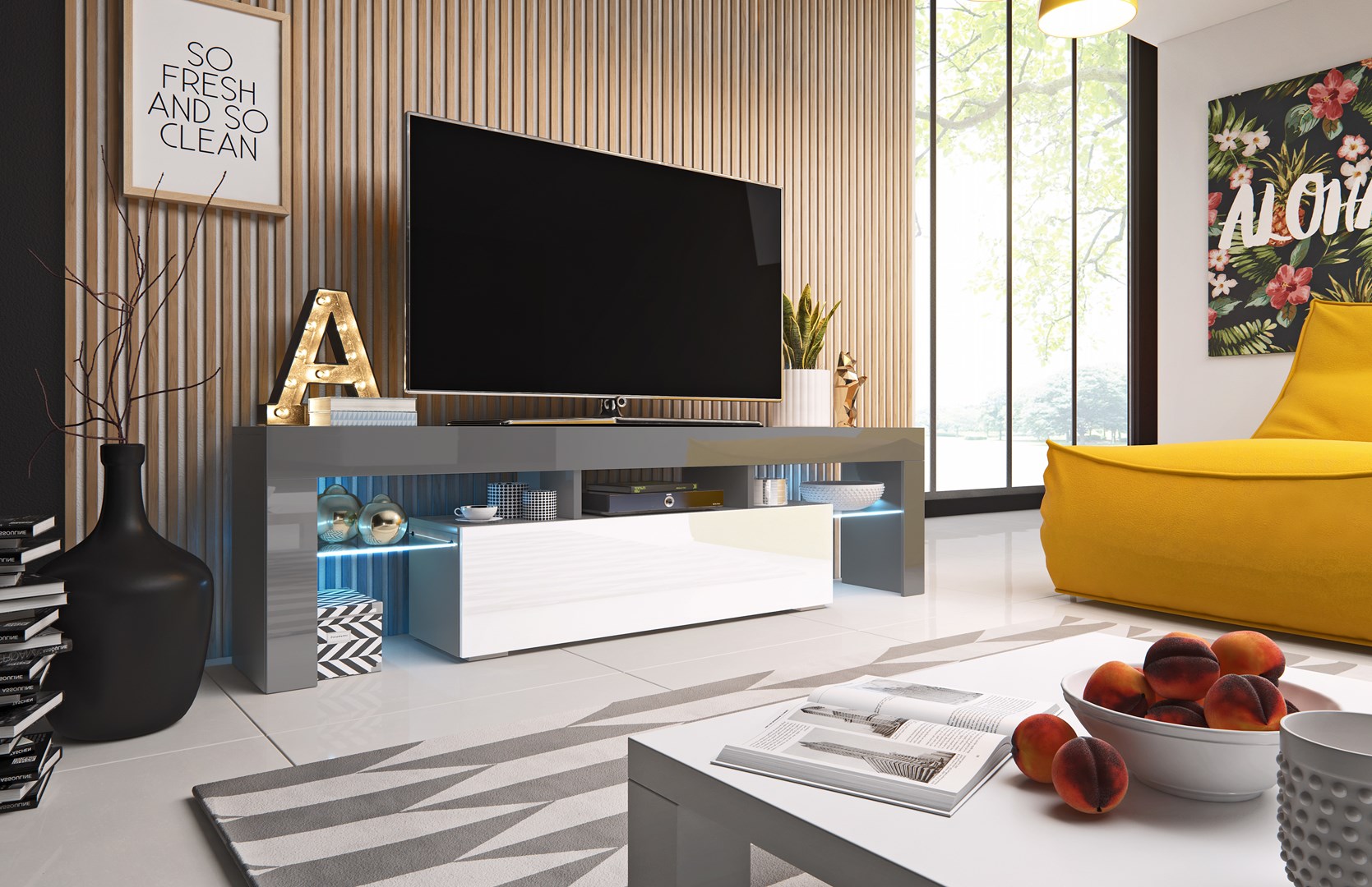 Cama TV stand TORO 158 grey/white gloss Cama TV stand TORO 158 grey/white gloss