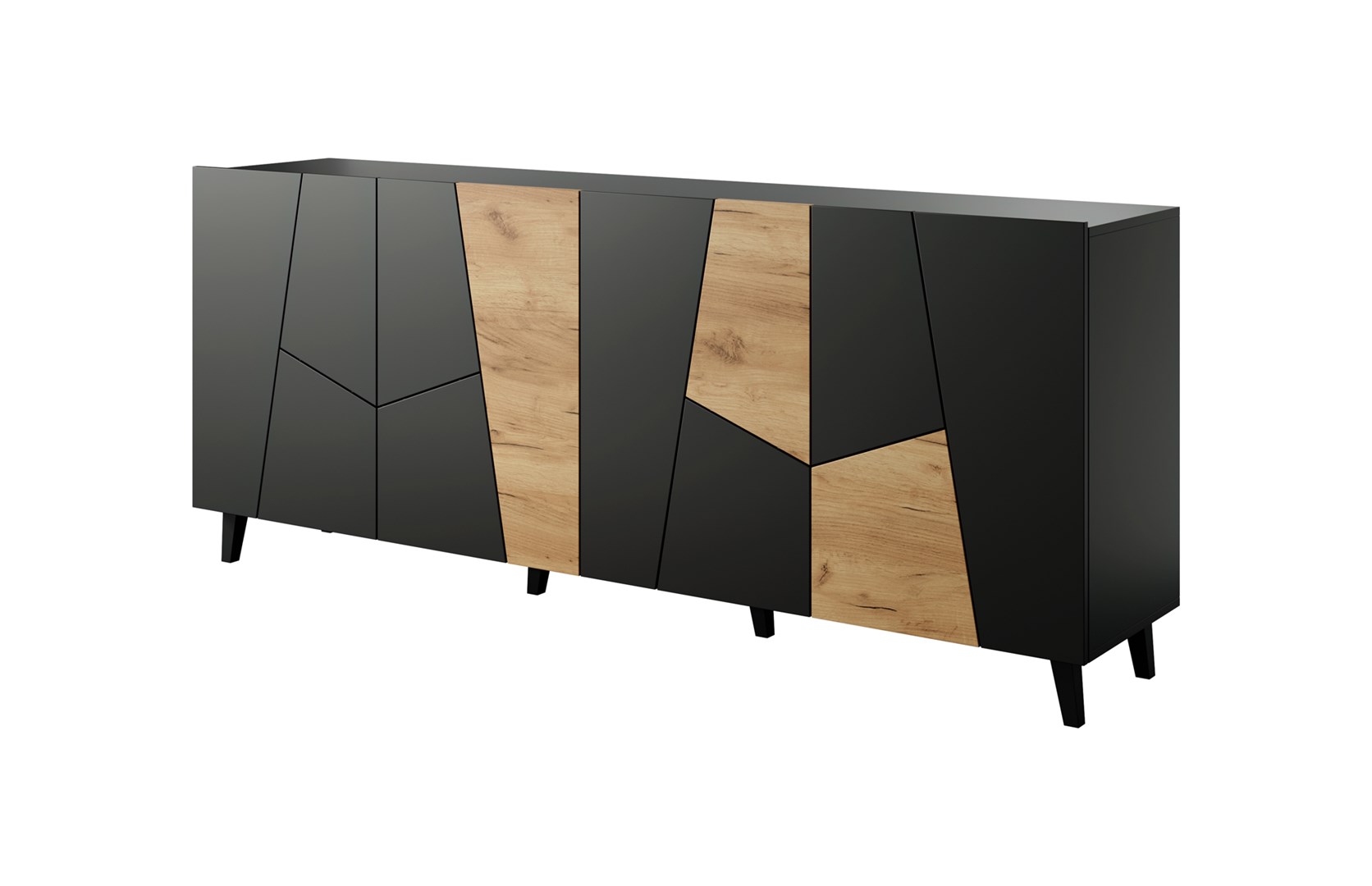 ETNA chest of drawers 200x42x82 black matt + oak craft ETNA chest of drawers 200x42x82 black matt + oak craft