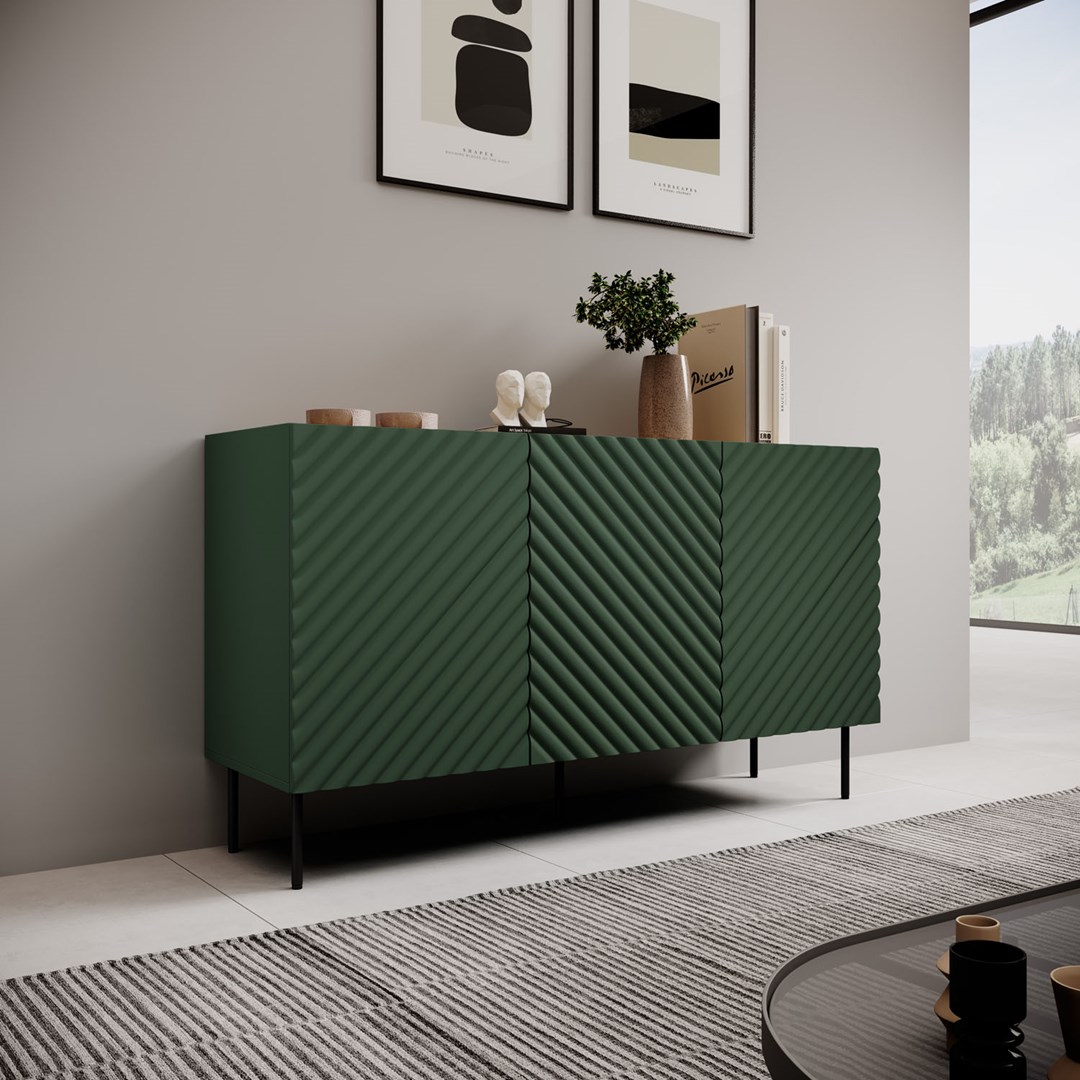 3D2SZ ONDA chest of drawers 150x45xH85 green 3D2SZ ONDA chest of drawers 150x45xH85 green