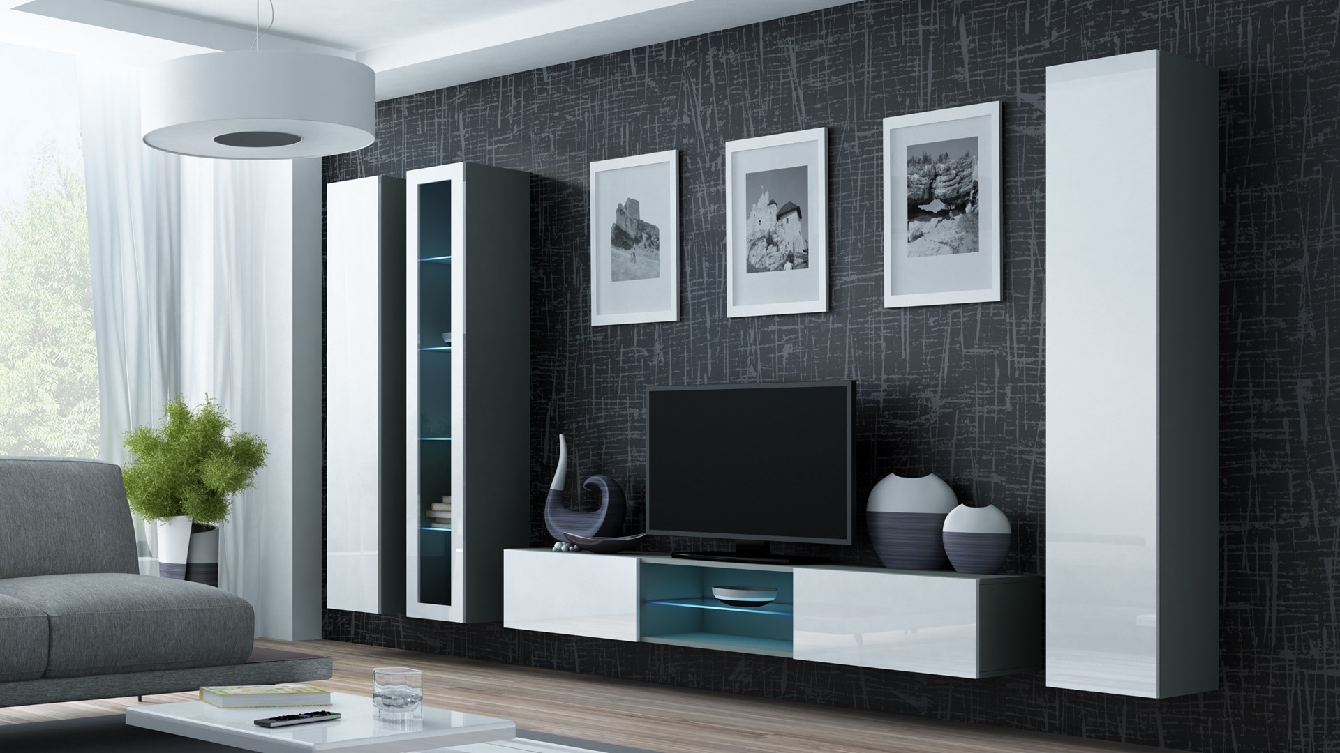 Cama Glass-case VIGO '180' 180/40/30 grey/white gloss Cama Glass-case VIGO '180' 180/40/30 grey/white gloss