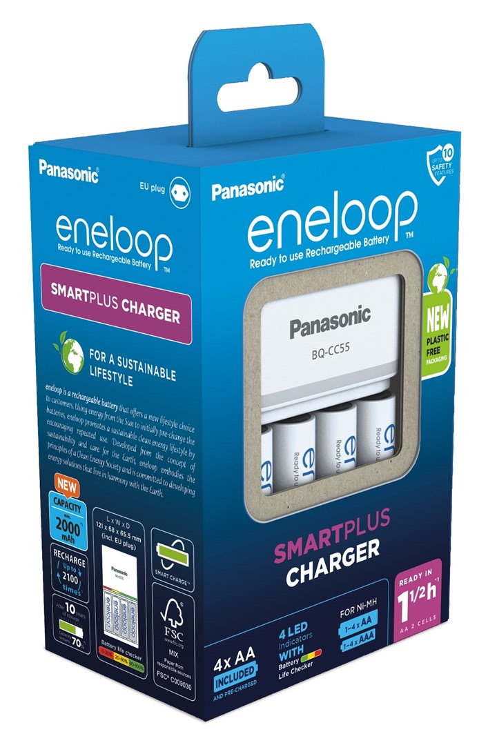 Battery charger PANASONIC Eneloop Smartplus BQ-CC55 + 4x AA 2000 mAh (K-KJ55MCD40E) Battery charger PANASONIC Eneloop Smartplus BQ-CC55 + 4x AA 2000 mAh (K-KJ55MCD40E)