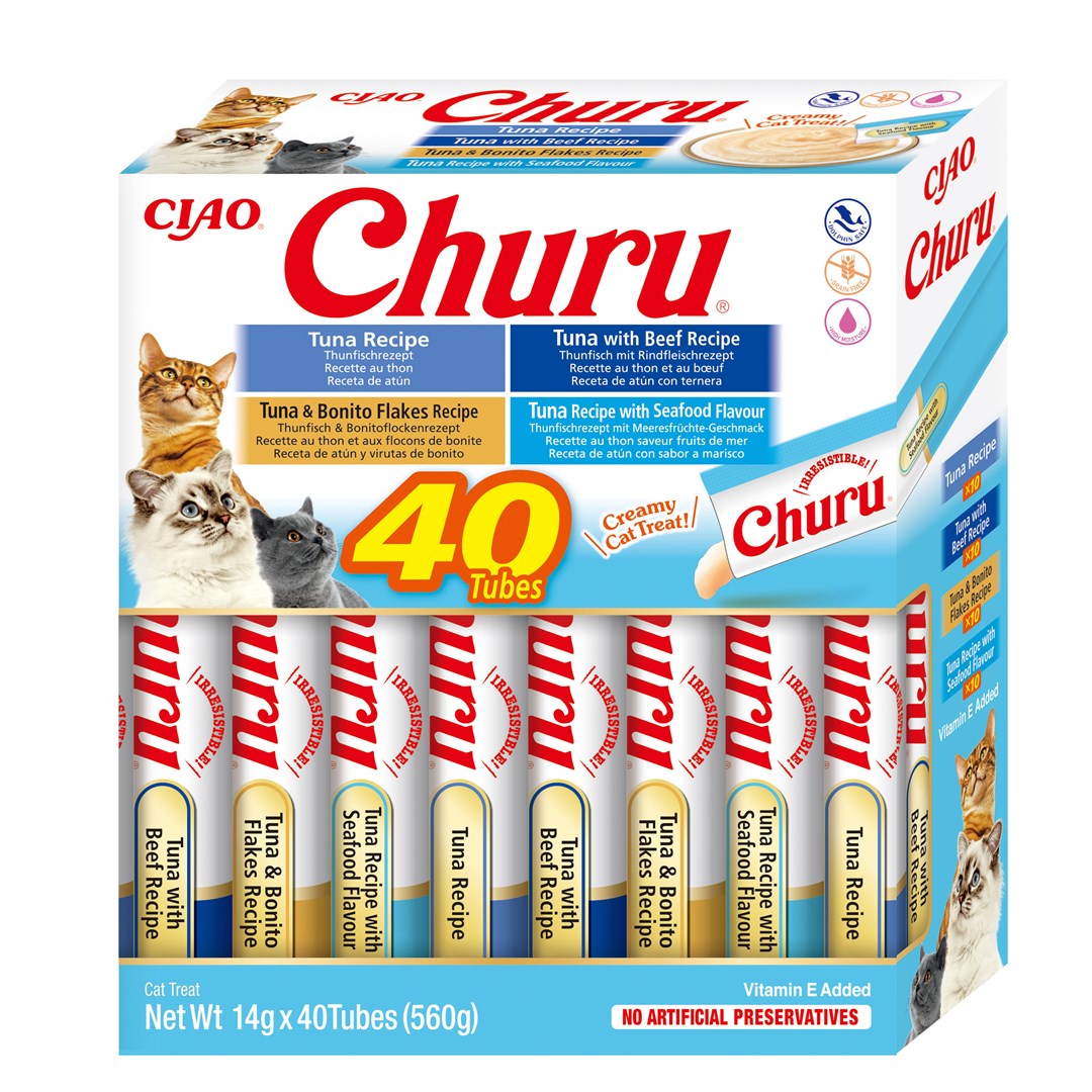 INABA Churu Variety box Tuna with seafood - cat treats - 40 x 14g INABA Churu Variety box Tuna with seafood - cat treats - 40 x 14g