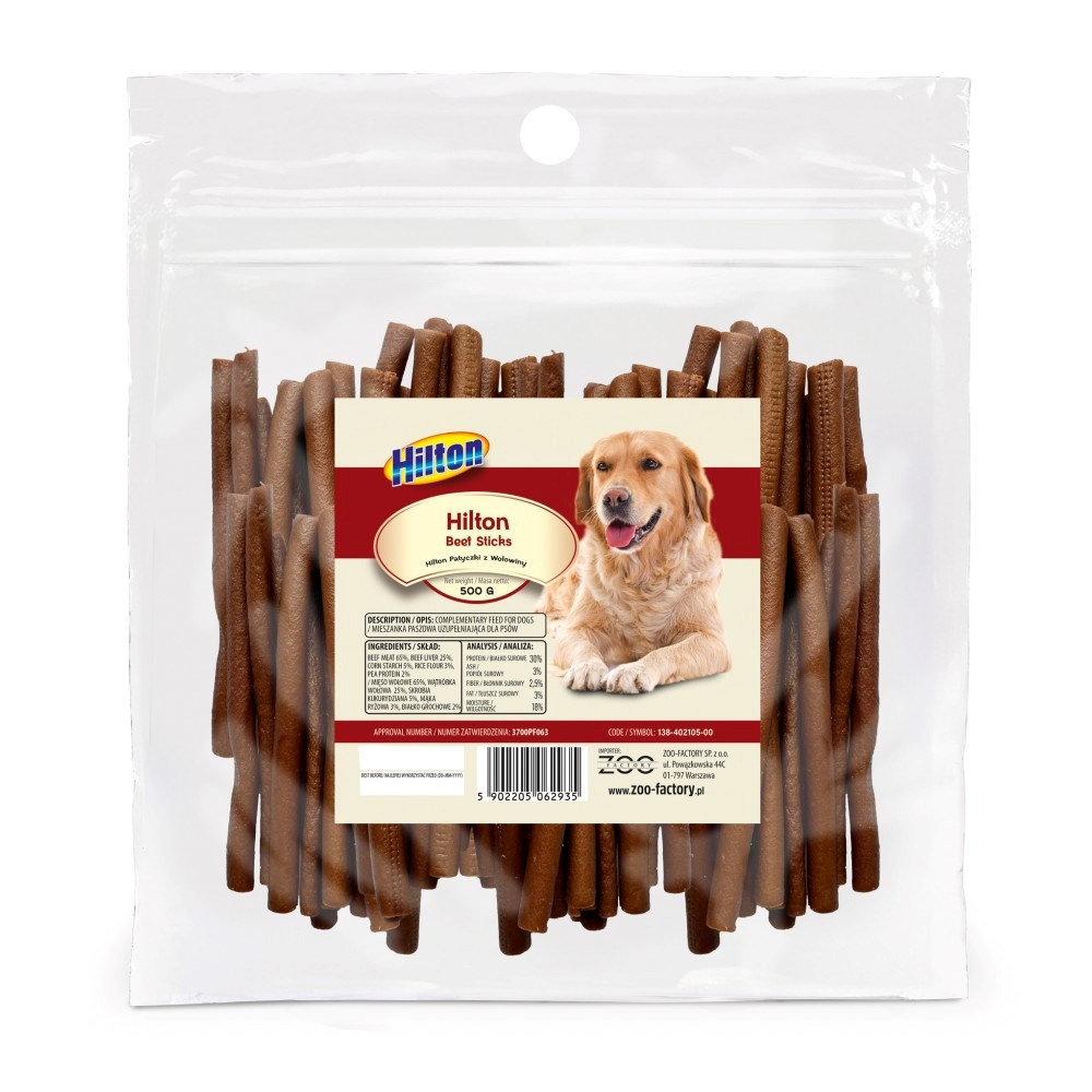 HILTON Soft Beef Sticks - treat for dogs - 500g HILTON Soft Beef Sticks - treat for dogs - 500g