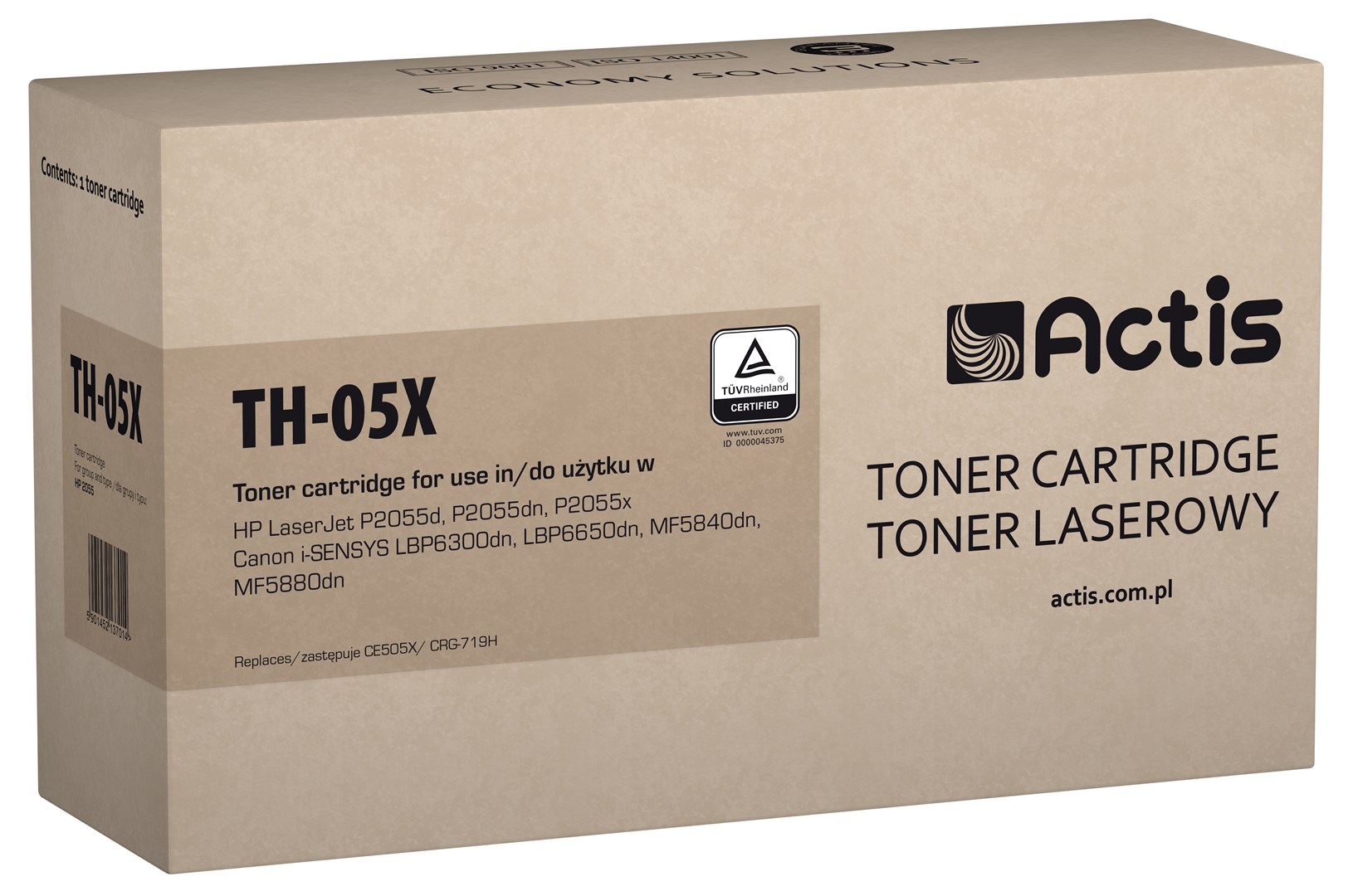 Actis TH-05X Toner (replacement for HP 05X CE505X, Canon CRG-719H; Standard; 6,500 pages; black) Actis TH-05X Toner (replacement for HP 05X CE505X, Canon CRG-719H; Standard; 6,500 pages; black)
