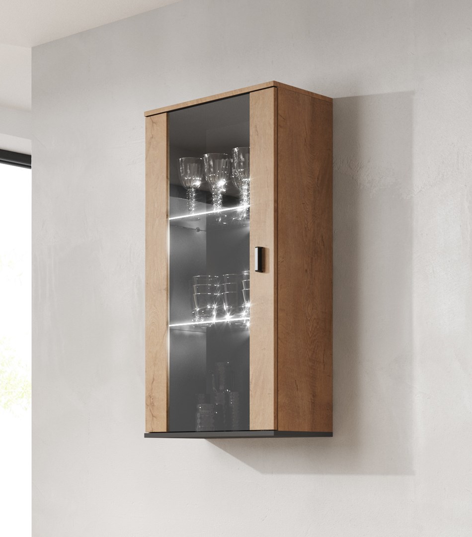 Cama SOHO 5 set (RTV180 cabinet + wall unit + shelves) oak lefkas + black Cama SOHO 5 set (RTV180 cabinet + wall unit + shelves) oak lefkas + black