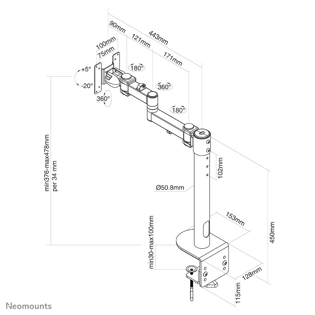 Neomounts FPMA-D960BLACKPLUS Monitor arm 10-49" Neomounts FPMA-D960BLACKPLUS Monitor arm 10-49"