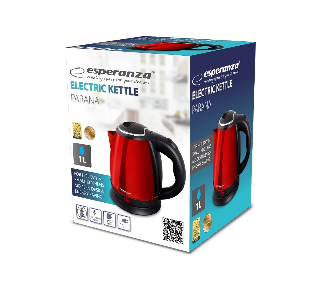 Esperanza EKK128R electric kettle Parana 1 L Black,Red 1350 W Esperanza EKK128R electric kettle Parana 1 L Black,Red 1350 W