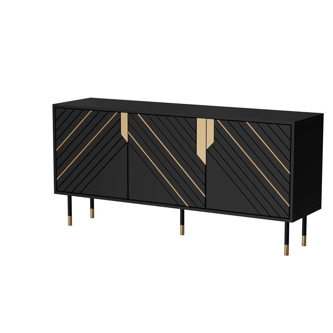 Cama 3D MOUNTAIN chest of drawers 154x40x72 black + gold Cama 3D MOUNTAIN chest of drawers 154x40x72 black + gold