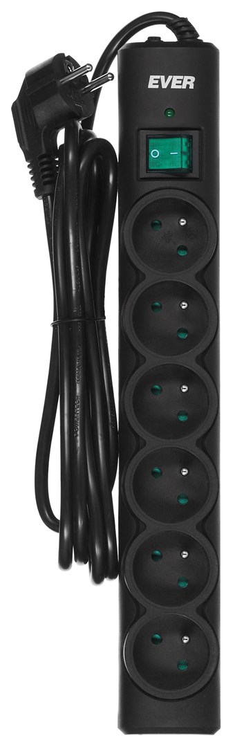 Ever Optima 3m Black 6 AC outlet(s) 250 V Ever Optima 3m Black 6 AC outlet(s) 250 V