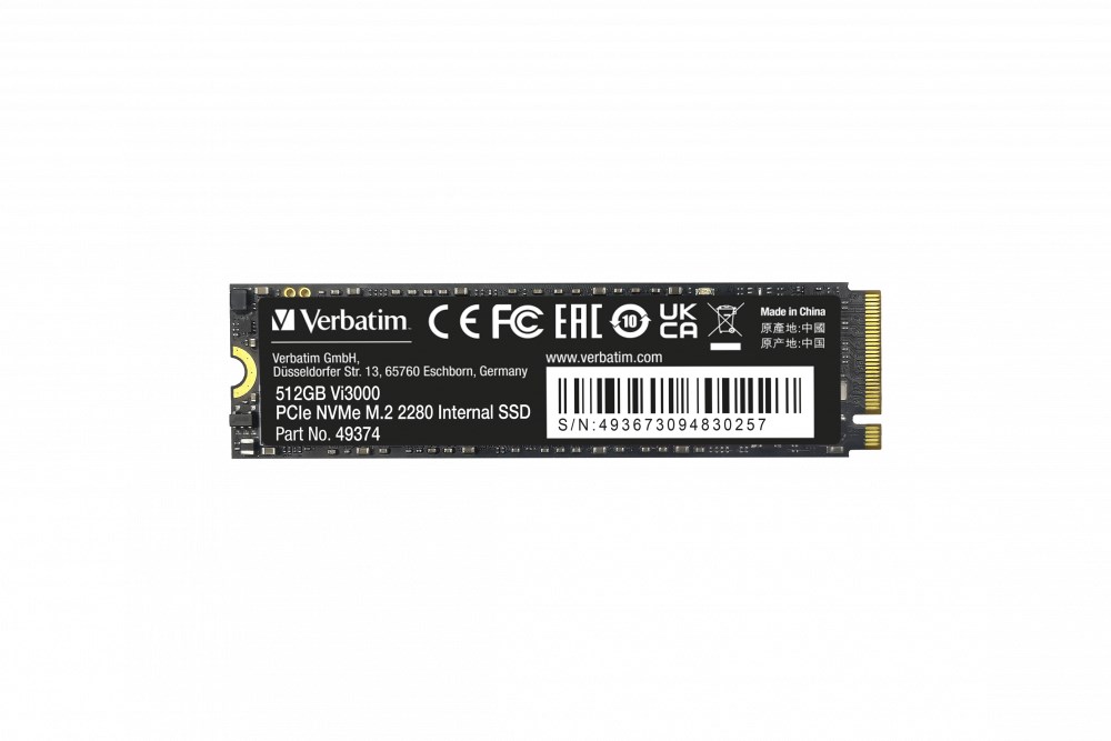 Verbatim Vi3000 PCIe NVMe M.2 SSD 512GB Verbatim Vi3000 PCIe NVMe M.2 SSD 512GB