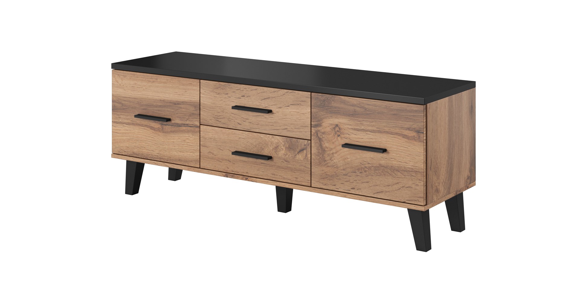 Cama RTV stand LOTTA 140cm wotan oak + matt black Cama RTV stand LOTTA 140cm wotan oak + matt black