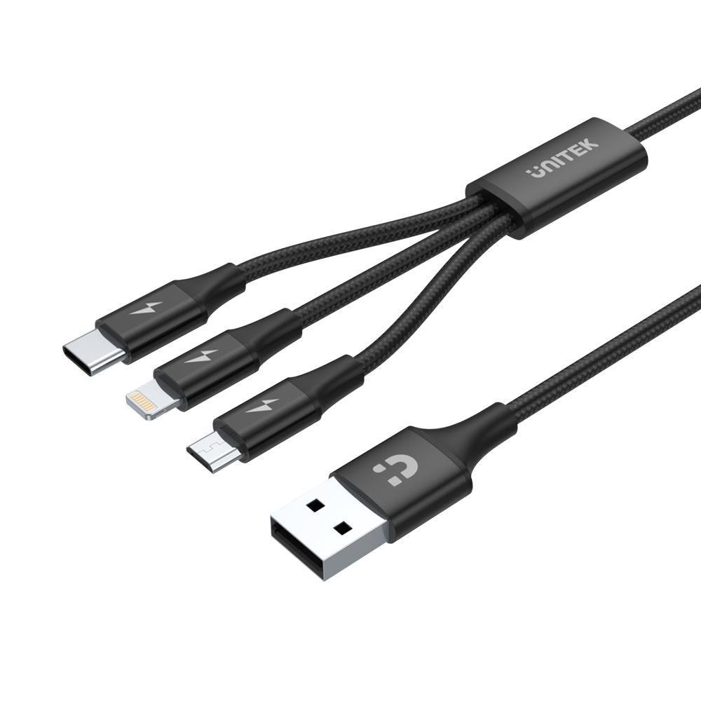 UNITEK C14049BK USB cable 1.2 m USB 2.0 USB C Micro-USB B/Lightning Black UNITEK C14049BK USB cable 1.2 m USB 2.0 USB C Micro-USB B/Lightning Black